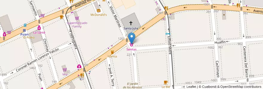 Mapa de ubicacion de Sanitas, Caballito en 阿根廷, Ciudad Autónoma De Buenos Aires, 布宜诺斯艾利斯, Comuna 6.