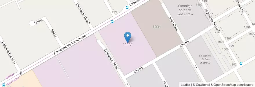 Mapa de ubicacion de Sanofi en Argentinië, Buenos Aires, Partido De San Isidro, San Isidro.