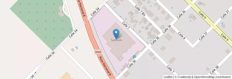 Mapa de ubicacion de Sansoni en Arjantin, Buenos Aires, Partido De Colón, Colón.