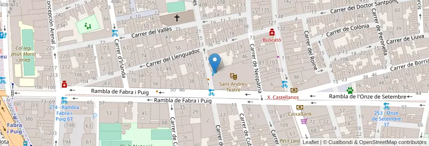 Mapa de ubicacion de Sant Andreu Teatre en Spanje, Catalonië, Barcelona, Barcelonès, Barcelona.