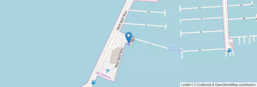 Mapa de ubicacion de Sant Antoni de Portmany en スペイン, バレアレス諸島, España (Mar Territorial), バレアレス諸島, Sant Antoni De Portmany.
