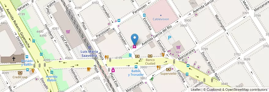Mapa de ubicacion de Santa Ana Farmacias, Saavedra en Аргентина, Буэнос-Айрес, Comuna 12, Буэнос-Айрес.