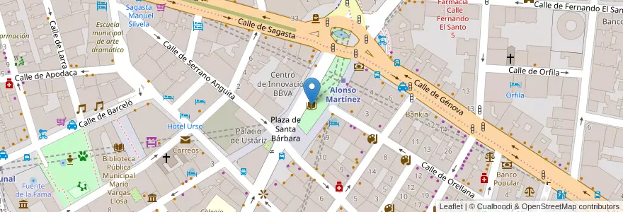 Mapa de ubicacion de Santa Bárbara en Spanien, Autonome Gemeinschaft Madrid, Autonome Gemeinschaft Madrid, Área Metropolitana De Madrid Y Corredor Del Henares, Madrid.