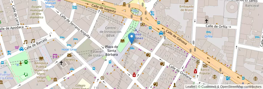 Mapa de ubicacion de Santa Bárbara en Espanha, Comunidade De Madrid, Comunidade De Madrid, Área Metropolitana De Madrid Y Corredor Del Henares, Madrid.