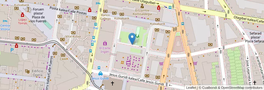 Mapa de ubicacion de Santa Bárbara Setex Parking en 스페인, Euskadi, Araba/Álava, Gasteizko Kuadrilla/Cuadrilla De Vitoria, Vitoria-Gasteiz.