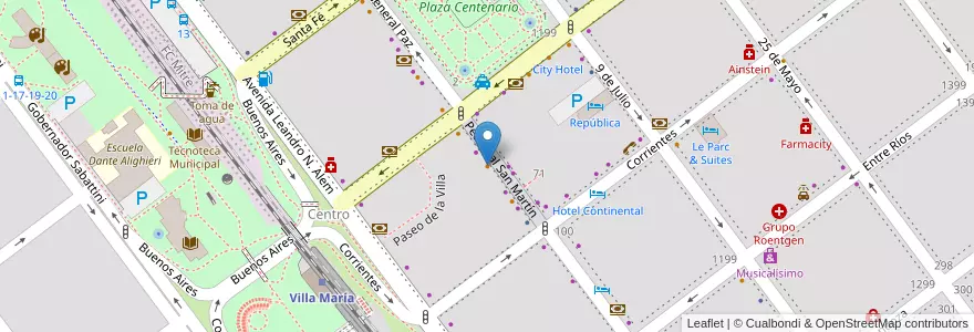 Mapa de ubicacion de Santa Cecilia en アルゼンチン, コルドバ州, Departamento General San Martín, Pedanía Villa María, Municipio De Villa María, Villa María.