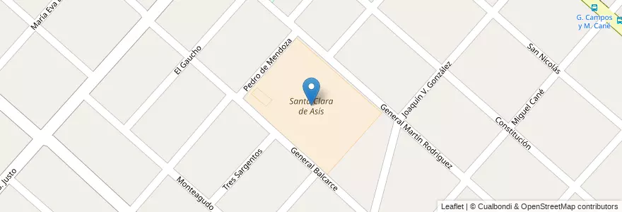 Mapa de ubicacion de Santa Clara de Asís en アルゼンチン, ブエノスアイレス州.