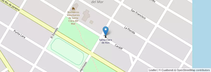 Mapa de ubicacion de Santa Clara de Asis en 阿根廷, 布宜诺斯艾利斯省, Partido De Mar Chiquita, Santa Clara Del Mar.