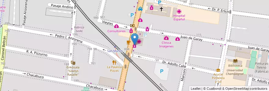 Mapa de ubicacion de Santa Clara en 阿根廷, 智利, Mendoza, Godoy Cruz, Departamento Godoy Cruz, Distrito Ciudad De Godoy Cruz.