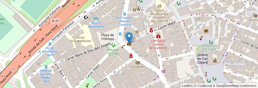 Mapa de ubicacion de Santa Coloma en Sepanyol, Catalunya, Barcelona, Barcelonès, Santa Coloma De Gramenet.