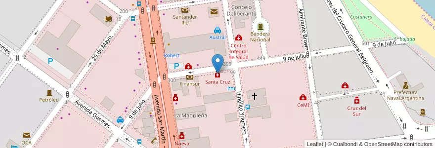 Mapa de ubicacion de Santa Cruz en アルゼンチン, サンタクルス州, チリ, Mercado De La Ciudad, Deseado, Caleta Olivia.