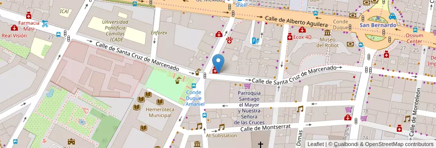 Mapa de ubicacion de SANTA CRUZ DE MARCENADO, CALLE, DE,16 en اسپانیا, بخش خودمختار مادرید, بخش خودمختار مادرید, Área Metropolitana De Madrid Y Corredor Del Henares, مادرید.