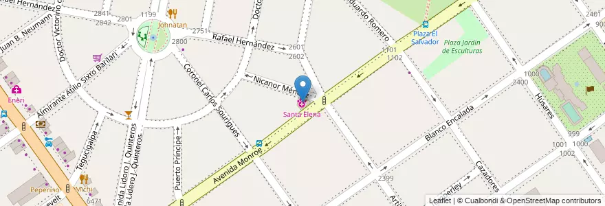 Mapa de ubicacion de Santa Elena, Belgrano en Arjantin, Ciudad Autónoma De Buenos Aires, Buenos Aires, Comuna 13.