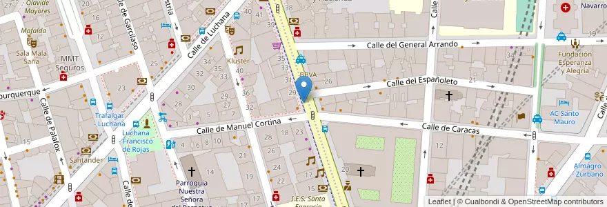 Mapa de ubicacion de SANTA ENGRACIA, CALLE, DE,27 en اسپانیا, بخش خودمختار مادرید, بخش خودمختار مادرید, Área Metropolitana De Madrid Y Corredor Del Henares, مادرید.