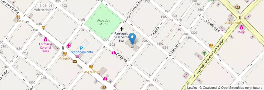 Mapa de ubicacion de Santa Faz en Arjantin, Buenos Aires, Partido De Lanús, Lanús Oeste.