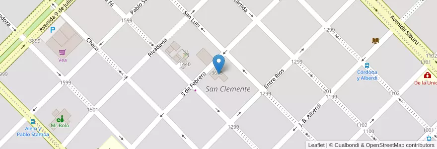 Mapa de ubicacion de Santa Fe Comercial en 阿根廷, 恩特雷里奥斯省, Departamento Federación, Distrito Mandisoví, Chajarí.
