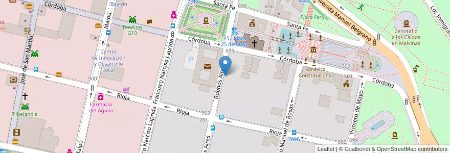 Mapa de ubicacion de Santa Fe Servicios en アルゼンチン, サンタフェ州, Departamento Rosario, Municipio De Rosario, ロサリオ.