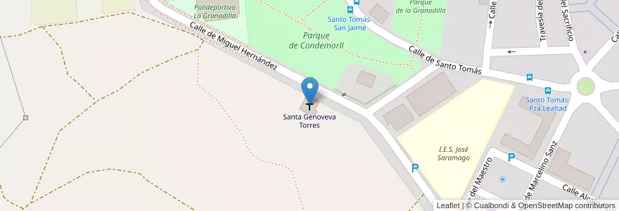 Mapa de ubicacion de Santa Genoveva Torres en اسپانیا, بخش خودمختار مادرید, بخش خودمختار مادرید, Área Metropolitana De Madrid Y Corredor Del Henares, Majadahonda.