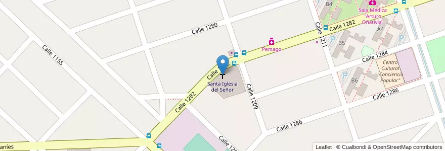 Mapa de ubicacion de Santa Iglesia del Señor en Arjantin, Buenos Aires, Partido De Florencio Varela, Ingeniero Juan Allan.