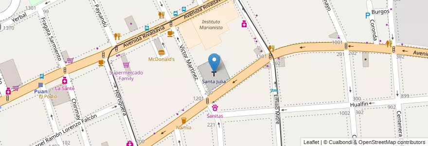 Mapa de ubicacion de Santa Julia, Caballito en Аргентина, Буэнос-Айрес, Буэнос-Айрес, Comuna 6.