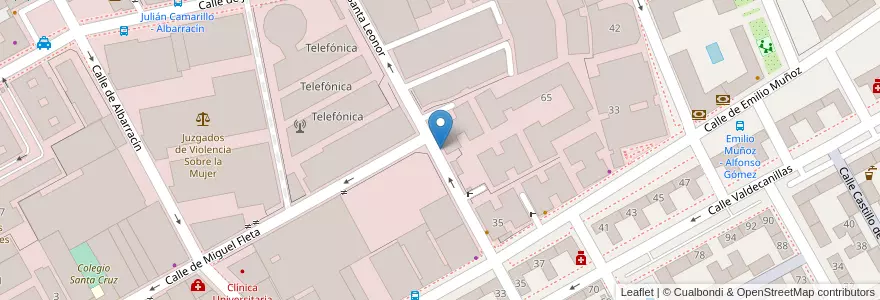 Mapa de ubicacion de SANTA LEONOR, CALLE, DE,65 en Spagna, Comunidad De Madrid, Comunidad De Madrid, Área Metropolitana De Madrid Y Corredor Del Henares, Madrid.