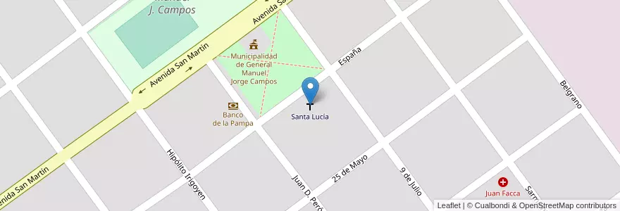 Mapa de ubicacion de Santa Lucía en アルゼンチン, ラ・パンパ州, Departamento Guatraché, Municipio De General Manuel J. Campos, General Manuel J. Campos.