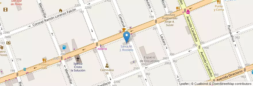 Mapa de ubicacion de Santa M. J. Rossello, Flores en آرژانتین, Ciudad Autónoma De Buenos Aires, Comuna 7, Buenos Aires.