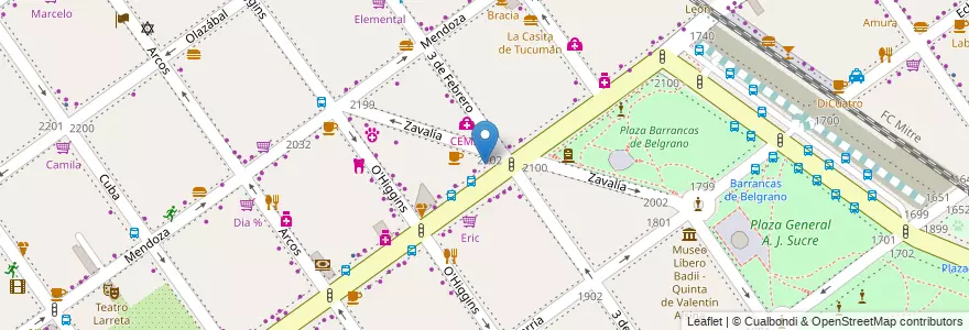Mapa de ubicacion de Santa María, Belgrano en الأرجنتين, Ciudad Autónoma De Buenos Aires, Buenos Aires, Comuna 13.