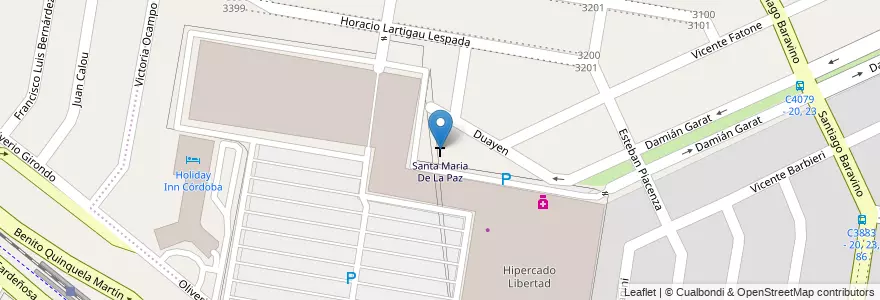 Mapa de ubicacion de Santa Maria De La Paz en Аргентина, Кордова, Departamento Capital, Pedanía Capital, Córdoba, Municipio De Córdoba.