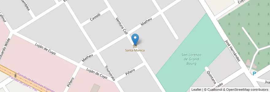 Mapa de ubicacion de Santa Monica en アルゼンチン, ブエノスアイレス州, Partido De Malvinas Argentinas.