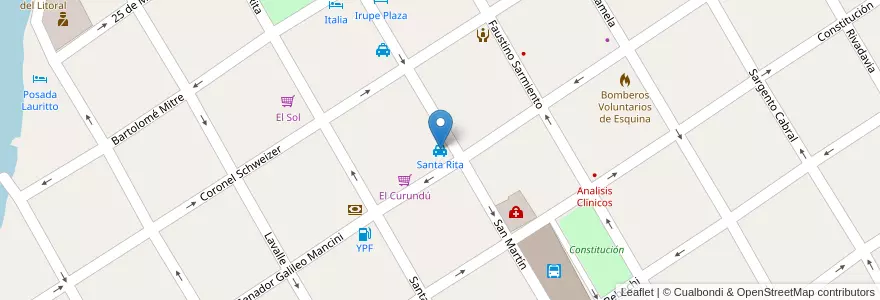Mapa de ubicacion de Santa Rita en Arjantin, Corrientes, Departamento Esquina, Municipio De Esquina.