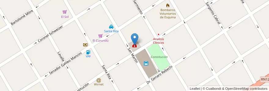 Mapa de ubicacion de Santa Rita en Аргентина, Корриентес, Departamento Esquina, Municipio De Esquina.