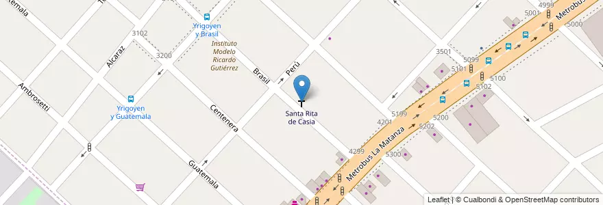 Mapa de ubicacion de Santa Rita de Casia en Argentinië, Buenos Aires, Partido De La Matanza, San Justo.