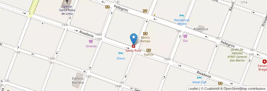 Mapa de ubicacion de Santa Rosa en Arjantin, Buenos Aires, Partido De Bragado, Bragado.