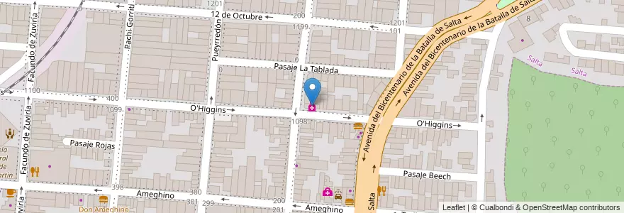 Mapa de ubicacion de Santa rosa en الأرجنتين, Salta, Capital, Municipio De Salta, Salta.