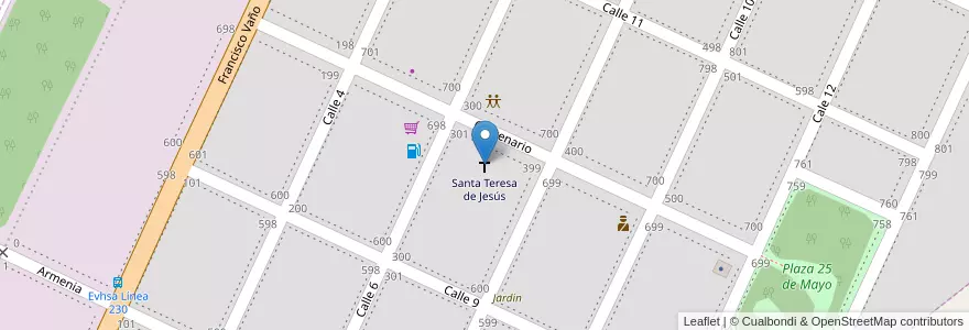 Mapa de ubicacion de Santa Teresa de Jesús en アルゼンチン, ブエノスアイレス州, Partido De Pergamino, Acevedo.