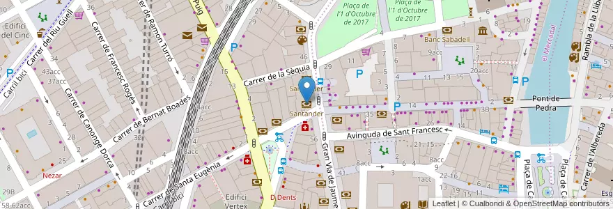 Mapa de ubicacion de Santander en Spagna, Catalunya, Girona, Gironès, Girona.