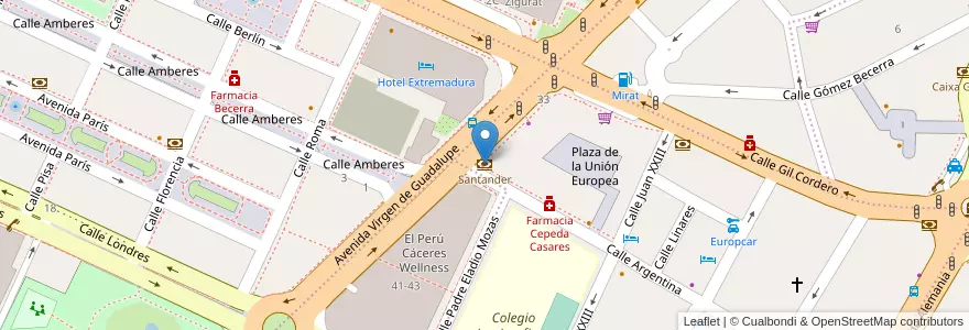 Mapa de ubicacion de Santander en Испания, Эстремадура, Cáceres, Cáceres, Cáceres.