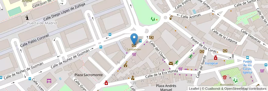 Mapa de ubicacion de Santander en إسبانيا, منطقة مدريد, منطقة مدريد, Área Metropolitana De Madrid Y Corredor Del Henares, القلعة الحجارة.