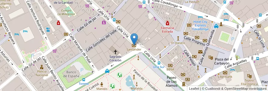 Mapa de ubicacion de Santander en Espanha, Astúrias, Astúrias, Oviedo.