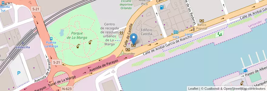Mapa de ubicacion de Santander en Испания, Кантабрия, Кантабрия, Santander, Santander.