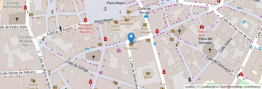 Mapa de ubicacion de Santander en Sepanyol, Castilla Y León, Valladolid, Valladolid.