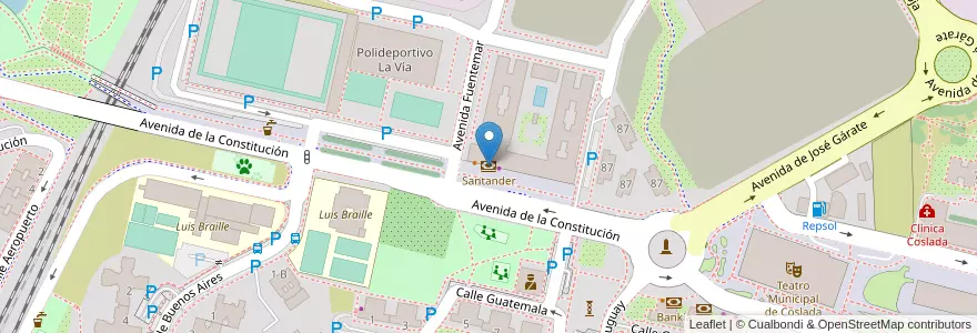 Mapa de ubicacion de Santander en Espagne, Communauté De Madrid, Communauté De Madrid, Área Metropolitana De Madrid Y Corredor Del Henares, Coslada.