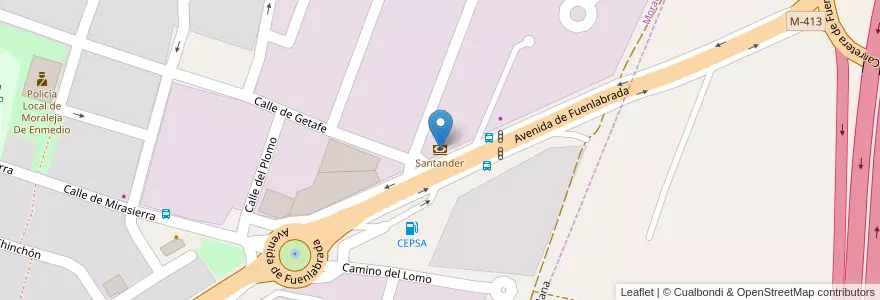 Mapa de ubicacion de Santander en Sepanyol, Comunidad De Madrid, Comunidad De Madrid, Comarca Sur, Moraleja De Enmedio.