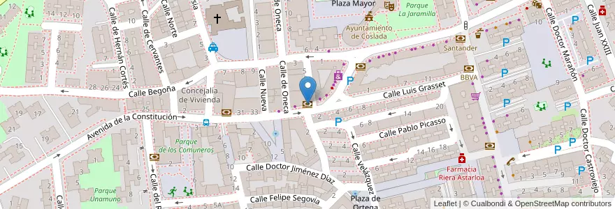 Mapa de ubicacion de Santander en Испания, Мадрид, Мадрид, Área Metropolitana De Madrid Y Corredor Del Henares, Coslada.