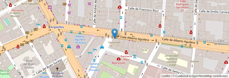 Mapa de ubicacion de Santander en スペイン, マドリード州, Comunidad De Madrid, Área Metropolitana De Madrid Y Corredor Del Henares, Madrid.