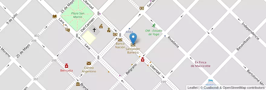 Mapa de ubicacion de Santander Banelco en Arjantin, Buenos Aires, Partido De Cañuelas, Cañuelas.