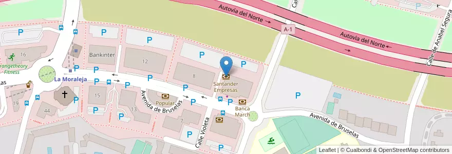 Mapa de ubicacion de Santander Empresas en Испания, Мадрид, Мадрид, Área Metropolitana De Madrid Y Corredor Del Henares, Alcobendas.