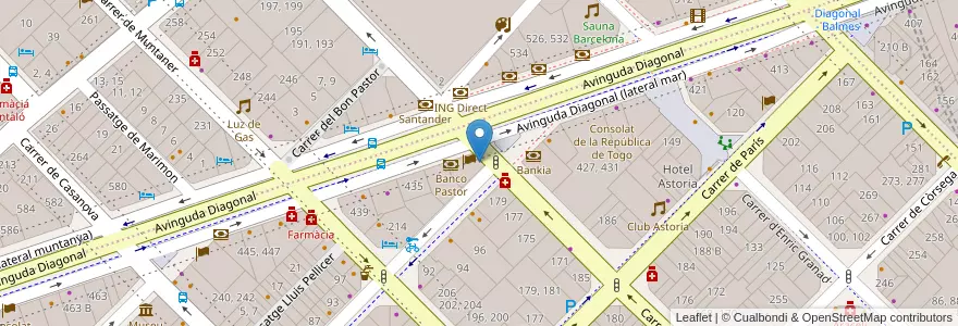 Mapa de ubicacion de Santander Private Banking en 스페인, Catalunya, Barcelona, Barcelonès, 바르셀로나.
