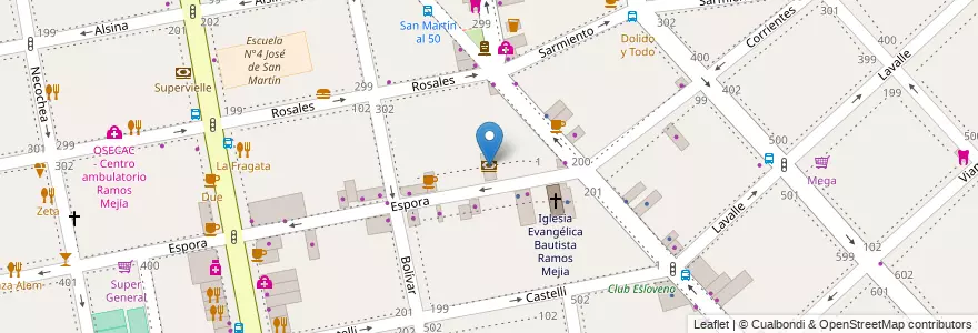 Mapa de ubicacion de Santander Río en Arjantin, Buenos Aires, Partido De La Matanza, Ramos Mejía.